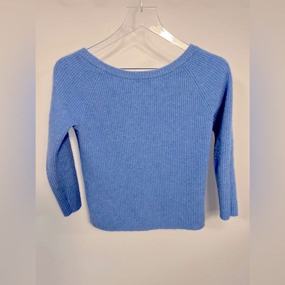 State Cashmere 100% Cashmere baby blue ribbed sweater sz Small - Picture 5 of 6